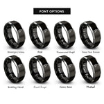 font options for inside engraving on black & silver electrician bolt rings