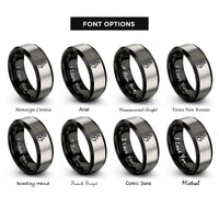 font options for inside engraving on black & silver electrician bolt rings