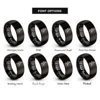 font options for inside engraving on black electrician bolt rings