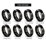 font options for inside engraving on black & gray electrician silhouette rings