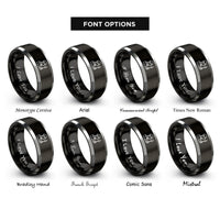 font options for inside engraving on black & gray electrician silhouette rings