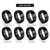 font options for inside engraving on black electrician silhouette rings