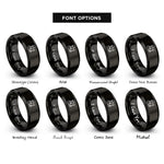 font options for inside engraving on black electrician silhouette rings