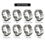 font options for inside engraving on gray electrician silhouette rings