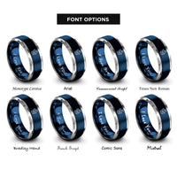 font options for inside engraving on blue & gray electrolyzer icon rings