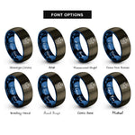 font options for inside engraving on gunmetal & blue electrolyzer icon rings