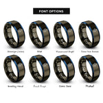 font options for inside engraving on gunmetal & blue electrolyzer icon rings