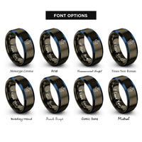 font options for inside engraving on gunmetal & blue electrolyzer icon rings