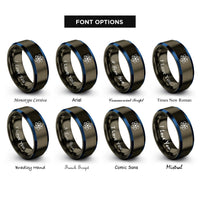 font options for inside engraving on gunmetal & blue electron cloud rings