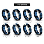 font options for inside engraving on blue & silver electron microscope rings