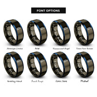 font options for inside engraving on gunmetal & blue electron microscope rings