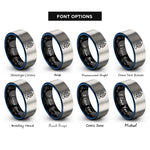 font options for inside engraving on black & blue & gray element spirit symbol rings