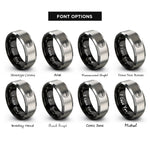 font options for inside engraving on black & grey elephant footprint circle rings