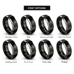 font options for inside engraving on black & silver elephant footprint circle rings