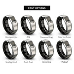 font options for inside engraving on black & grey elephant footprint circle rings