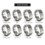 font options for inside engraving on gray elephant footprint circle rings