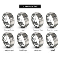 font options for inside engraving on gray elephant footprint circle rings