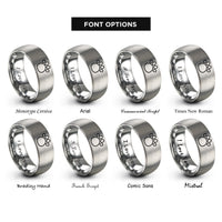 font options for inside engraving on grey elephant footprint circle rings