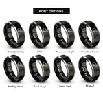 font options for inside engraving on black & silver elephant raised trunk rings