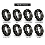 font options for inside engraving on black & silver elevated train rings