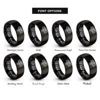 font options for inside engraving on black elevated train rings