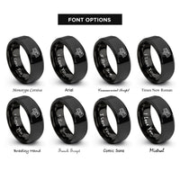 font options for inside engraving on black elevated train rings