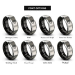 font options for inside engraving on black & silver elevation badge peak rings
