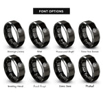 font options for inside engraving on black & grey elevation circle rings