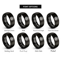 font options for inside engraving on black elevation circle rings