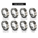 font options for inside engraving on gray elevation circle rings