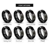 font options for inside engraving on black & grey elevation compass rings