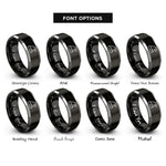 font options for inside engraving on black & silver elf hat rings
