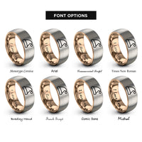 font options for inside engraving on rose gold & gray elf hat rings