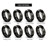 font options for inside engraving on black & silver elk print rings