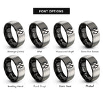 font options for inside engraving on black & silver elk tracks pair rings