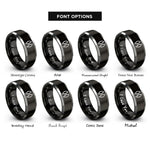 font options for inside engraving on black & silver elk tracks pair rings