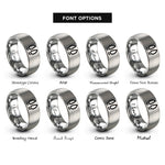 font options for inside engraving on grey elk tracks pair rings