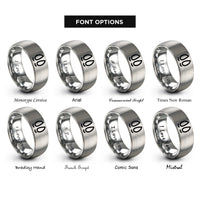 font options for inside engraving on grey elk tracks pair rings