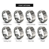 font options for inside engraving on gray elliptical orbit rings