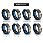 font options for inside engraving on black & blue & grey elliptical trainer rings