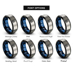 font options for inside engraving on black & blue & gray elliptical trainer rings
