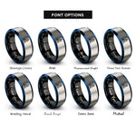 font options for inside engraving on black & blue & silver elliptical trainer rings