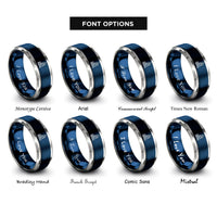 font options for inside engraving on blue & gray elliptical trainer rings