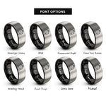 font options for inside engraving on black & silver em chord rings