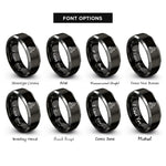font options for inside engraving on black & gray ember tinder bundle rings