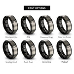 font options for inside engraving on black & silver embroidery hoop rings