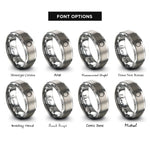 font options for inside engraving on grey embroidery hoop rings