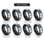 font options for inside engraving on black & blue & silver emperor penguin rings