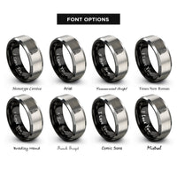 font options for inside engraving on black & grey empire state building rings