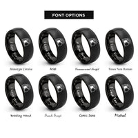 font options for inside engraving on black empty tomb sunrise rings